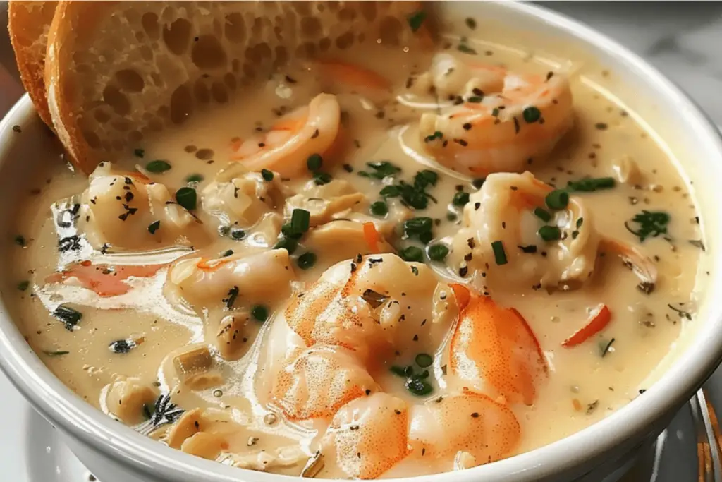 Creamy Crab and Shrimp soup - foodiecharm.com