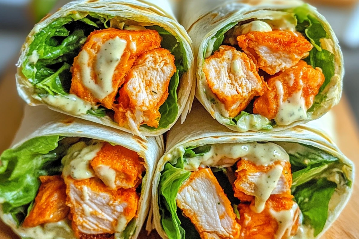 Buffalo Chicken Caesar Salad Wraps