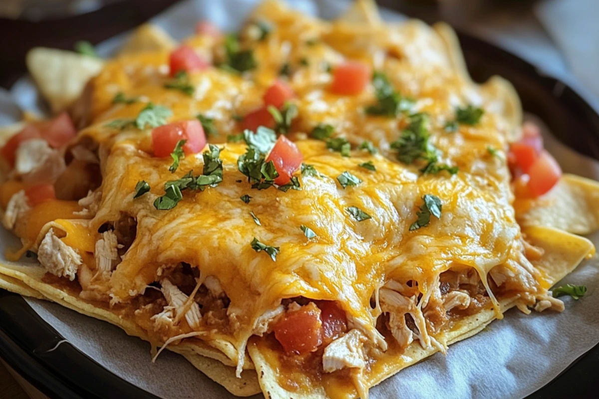 Crockpot creamy chicken nachos