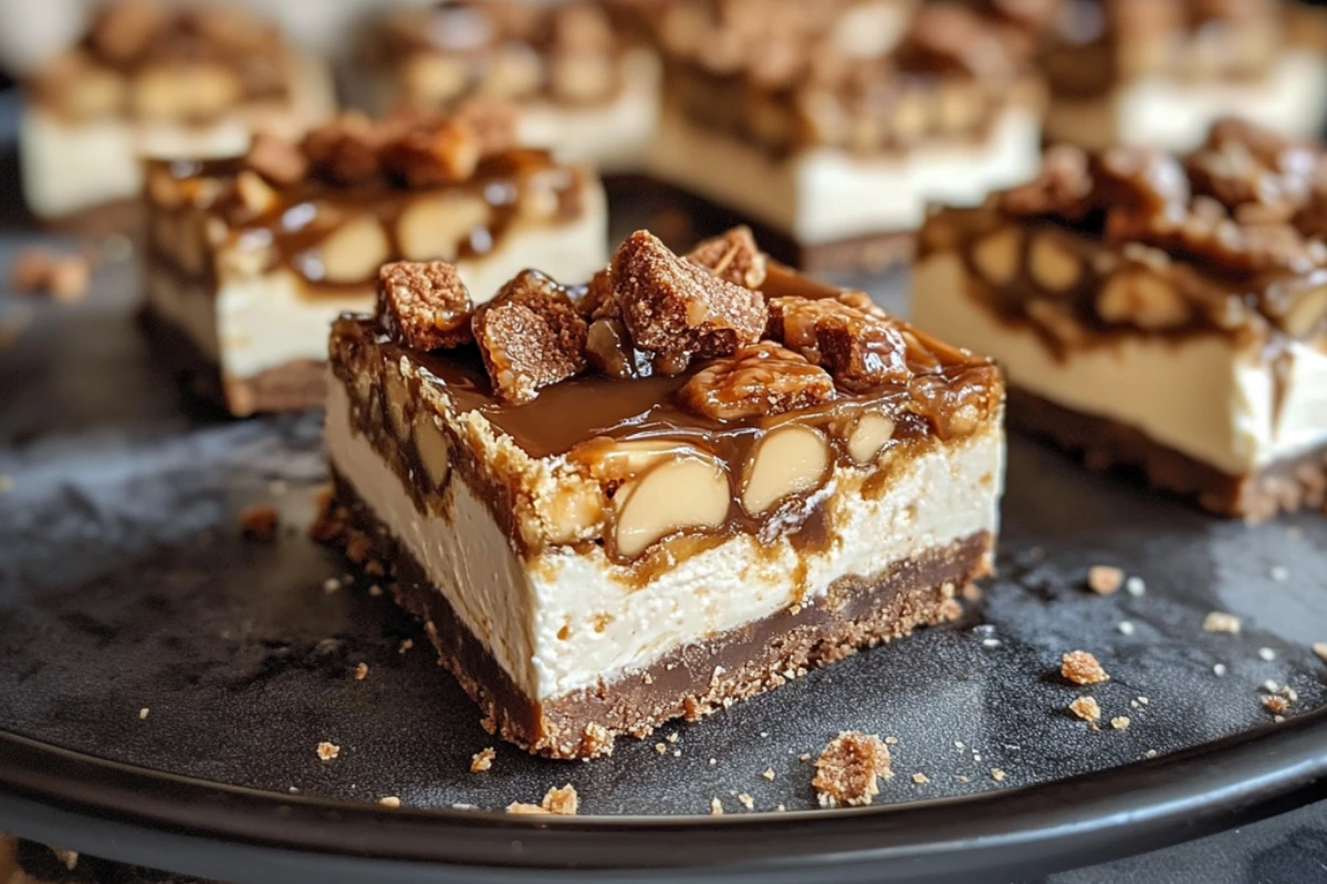 Butterfinger Caramel Cheesecake Bars