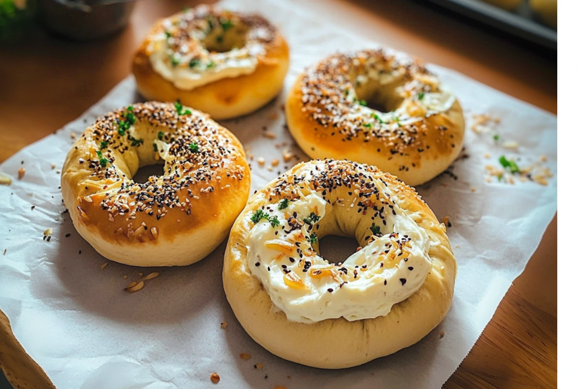 Cream Cheese Stuffed Garlic Bagels