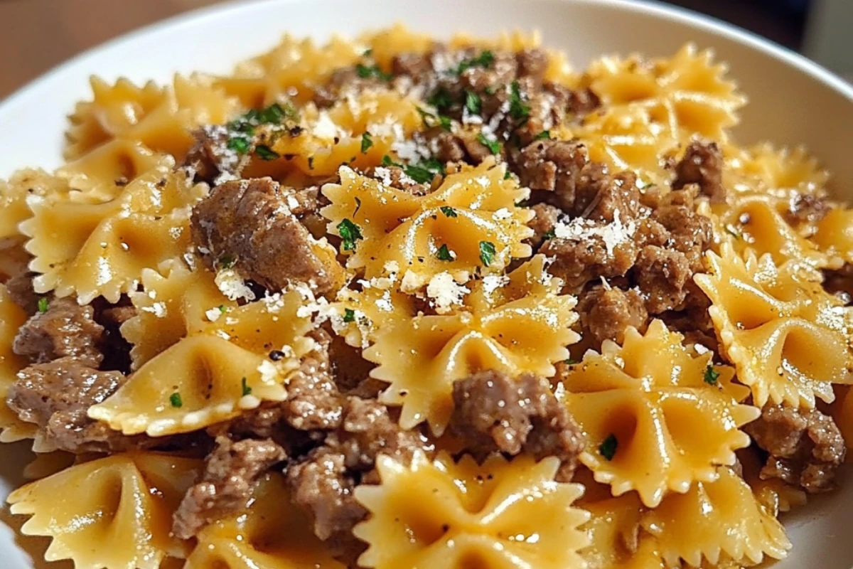 Beef & Cheesy Bowtie Pasta
