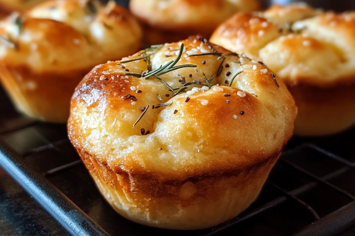 Garlic Rosemary Focaccia Muffins