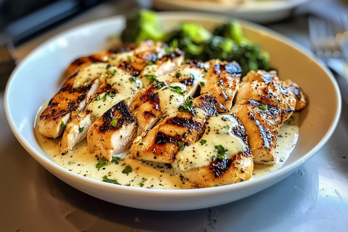 Grilled Chicken with Garlic Parmesan Cream Sauce