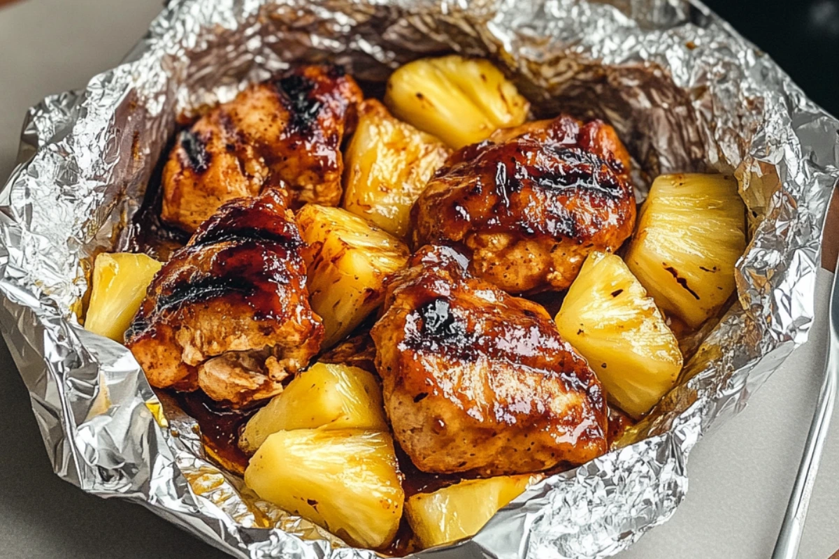 Hawaiian BBQ Chicken and Pineapple Foil Packets