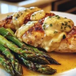 Honey Mustard Chicken with Roasted Asparagus and Cheese