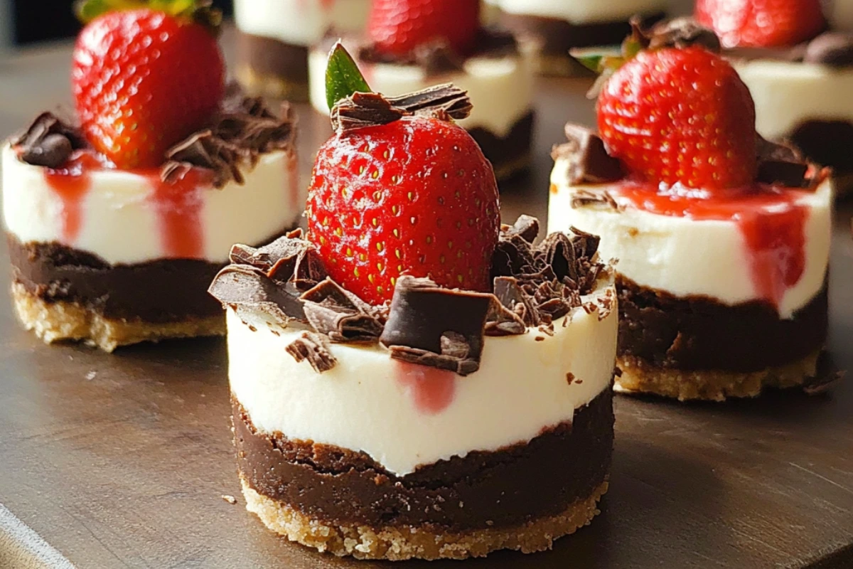 Mini Chocolate Strawberry Cheesecakes