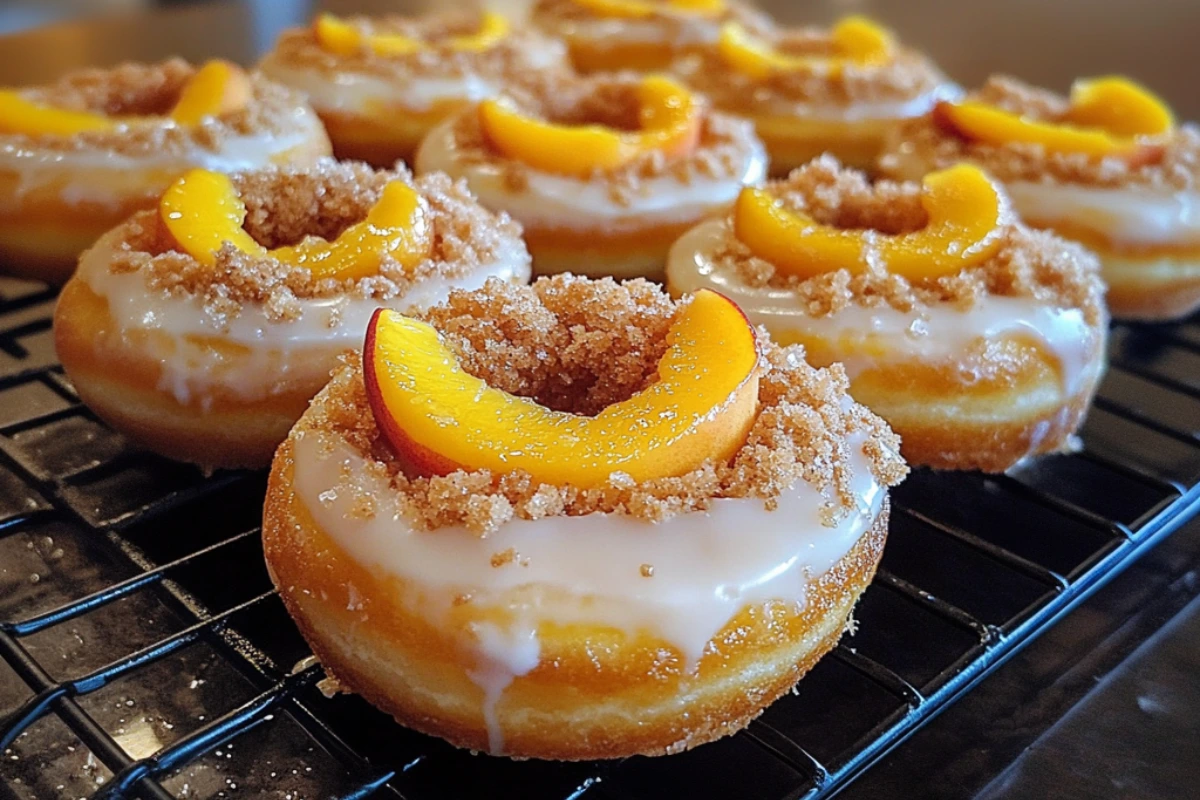 Peach Cobbler Cheesecake Donuts