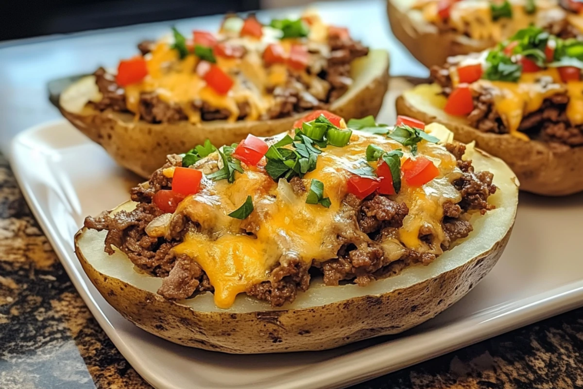 Philly Cheesesteak Loaded Baked Potatoes