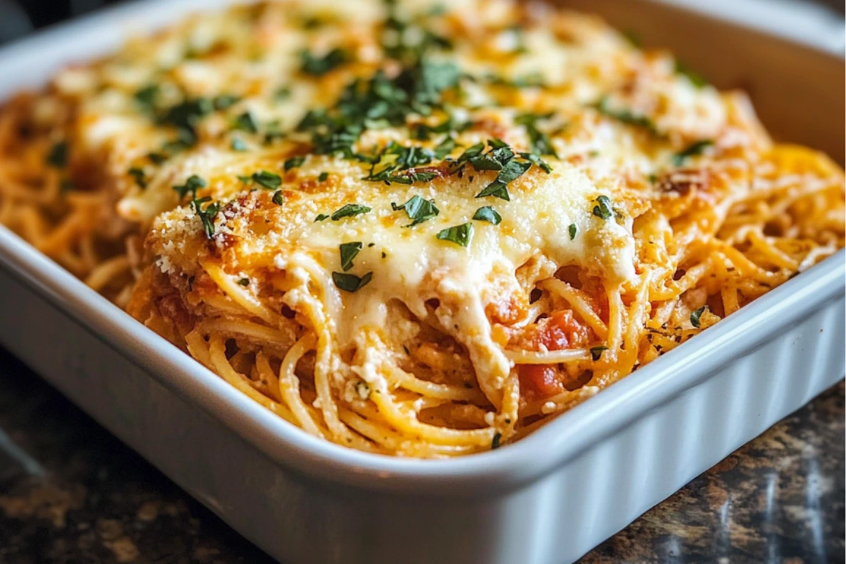 Baked Cream Cheese Spaghetti Casserole