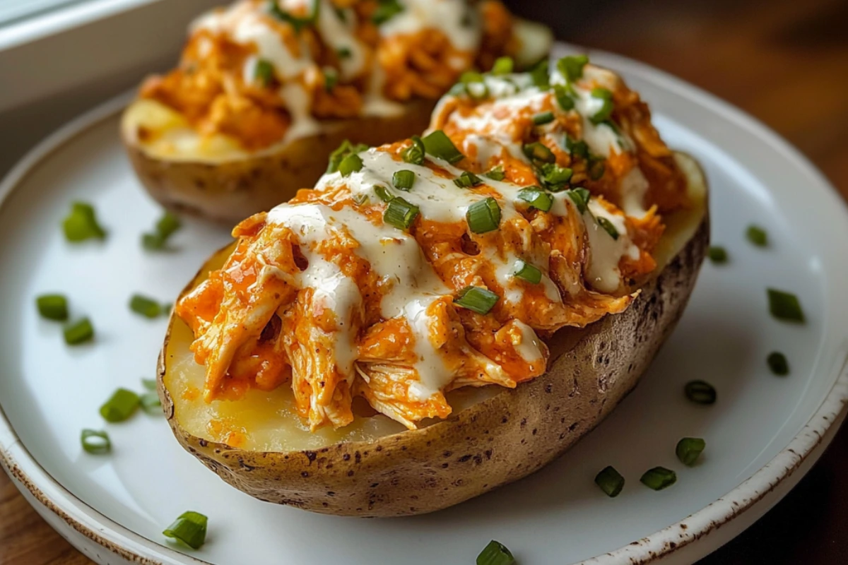Buffalo Chicken Baked Potatoes
