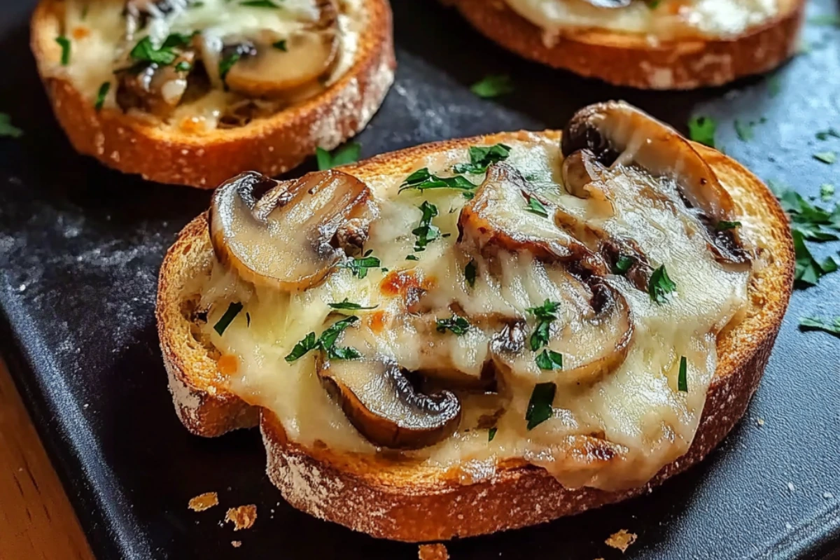 Cheesy Mushroom and Garlic Toasts