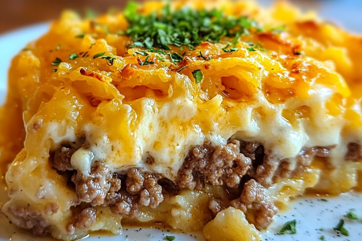 Creamy Hamburger Hash Brown Casserole