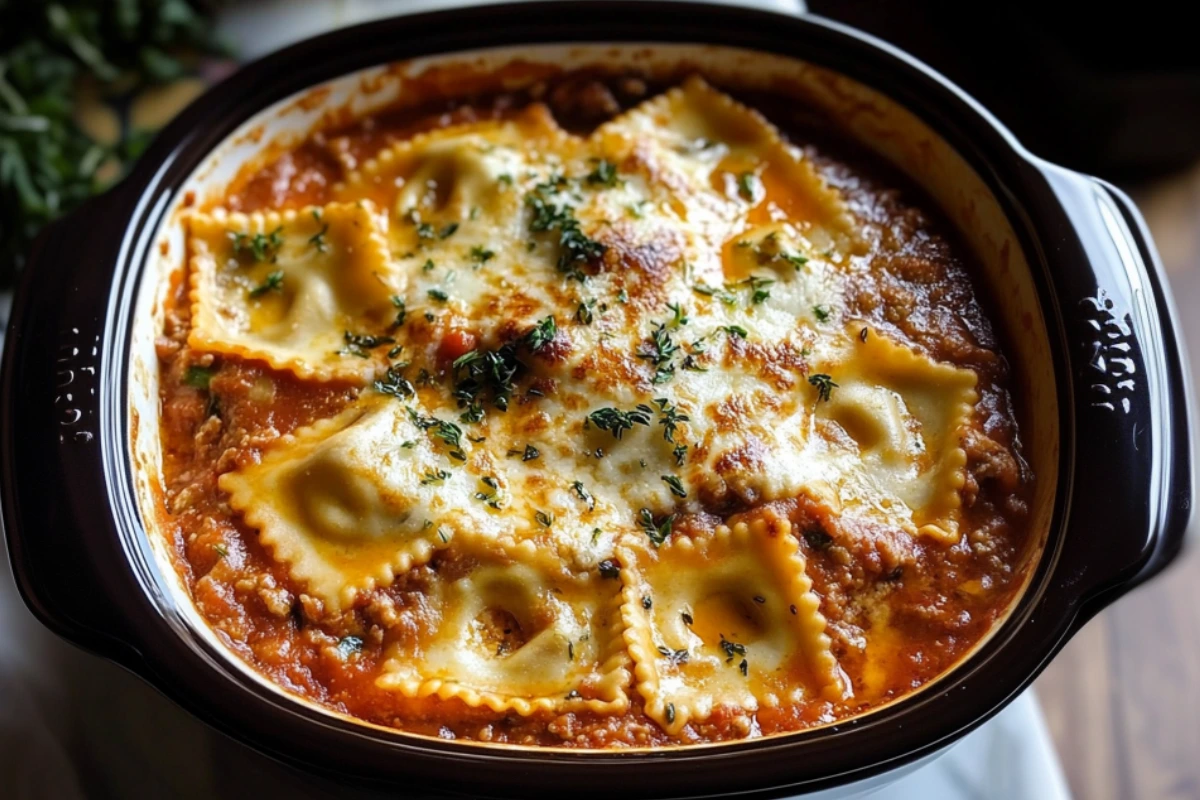 Crockpot Ravioli Lasagna