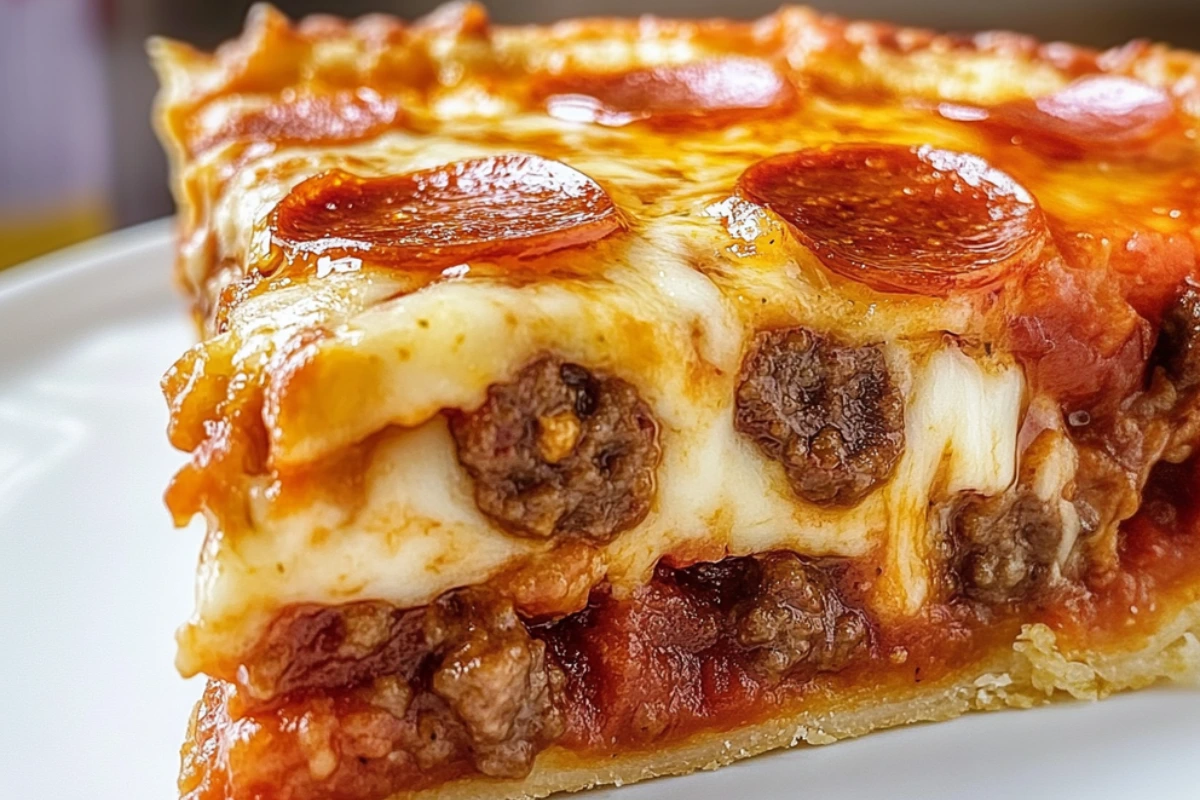Deep Hamburger Sausage & Pepperoni Pie