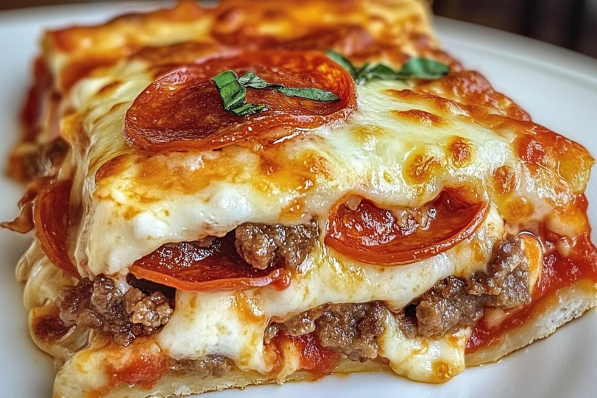 Deep Hamburger Sausage & Pepperoni Pie