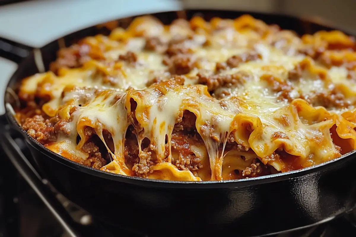 Easy Cheesy Beef Lasagna Skillet