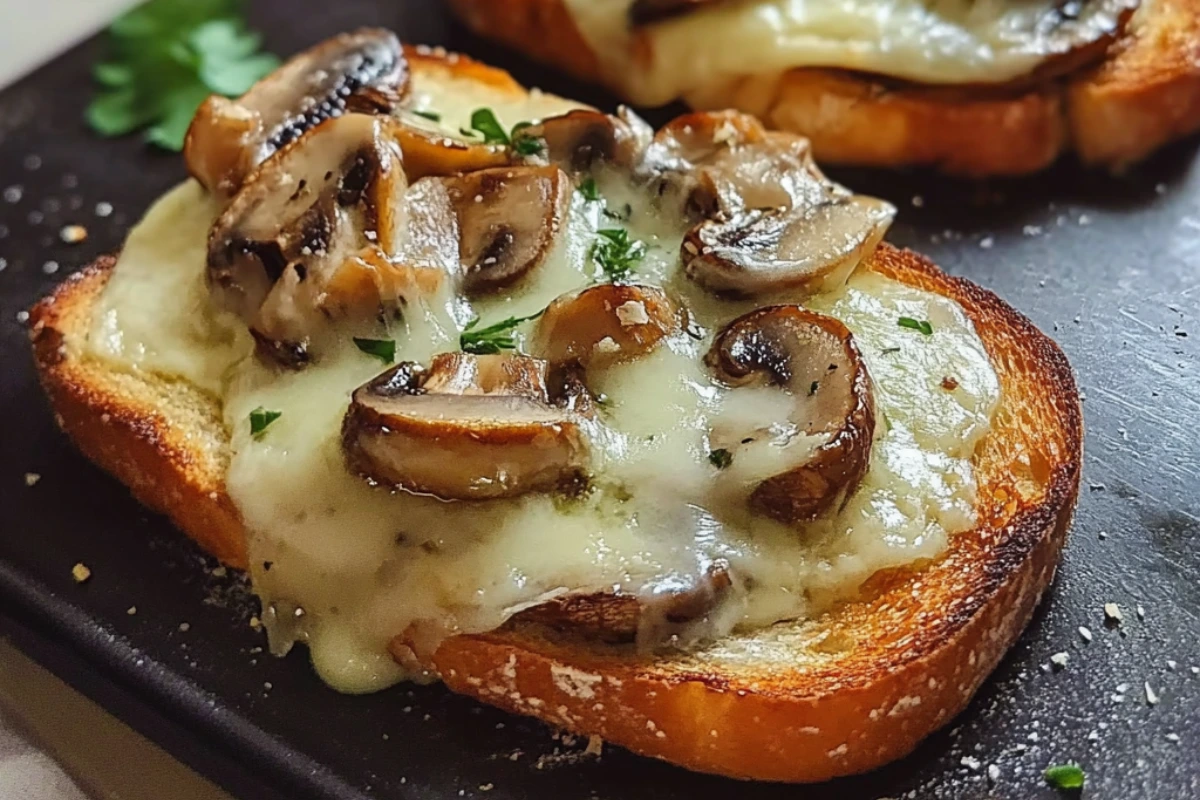 Easy Cheesy Mushroom and Garlic Toasts