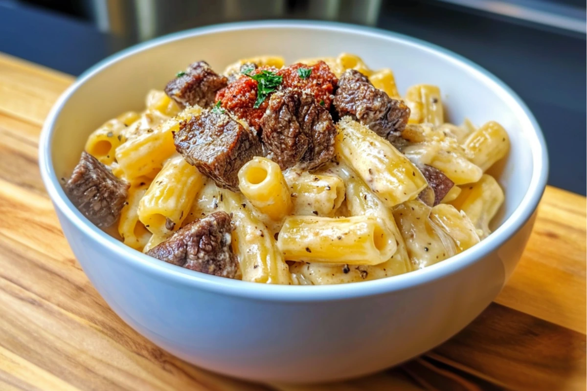 Easy Creamy Cajun Beef Rigatoni