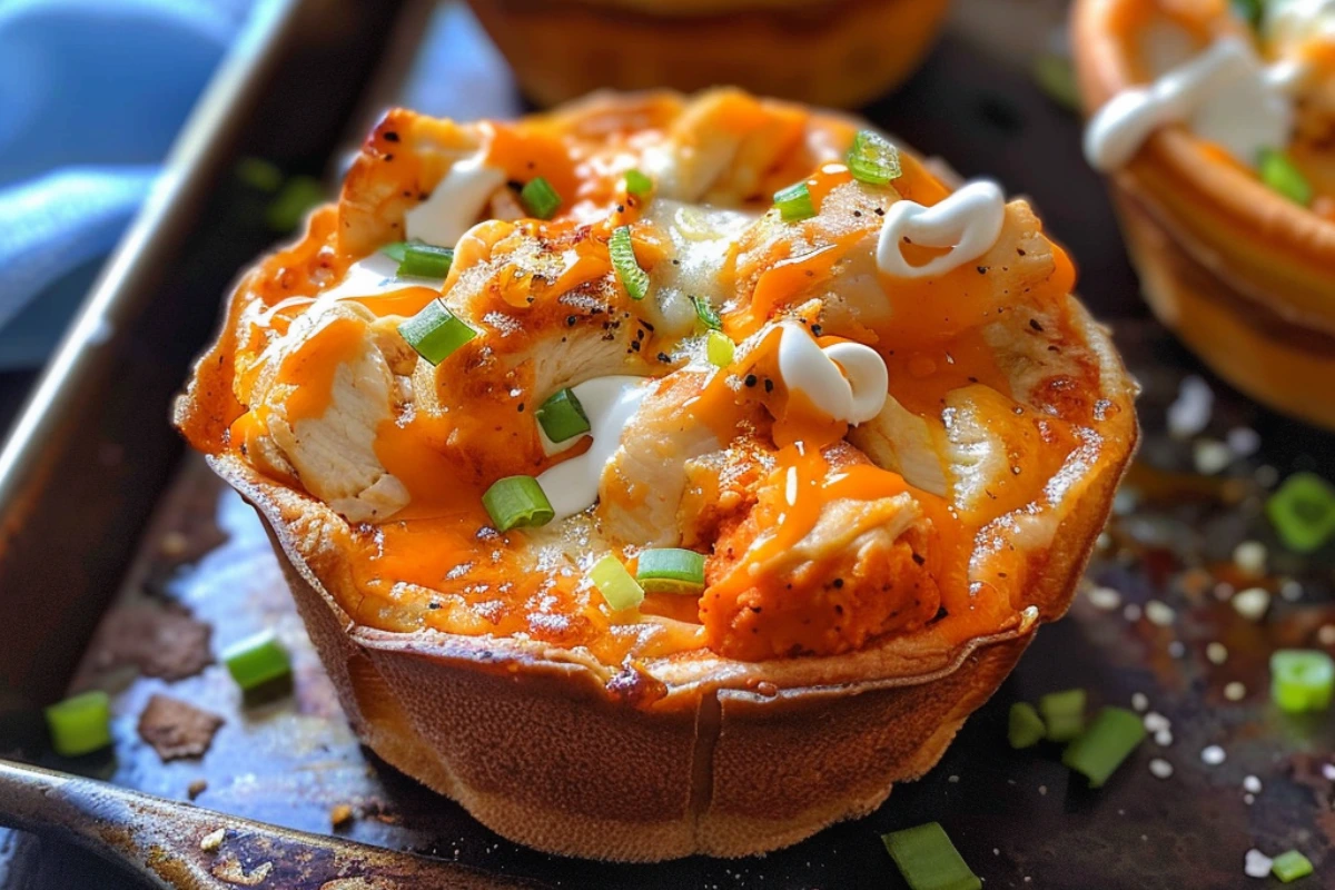 Easy buffalo chicken pizza cups