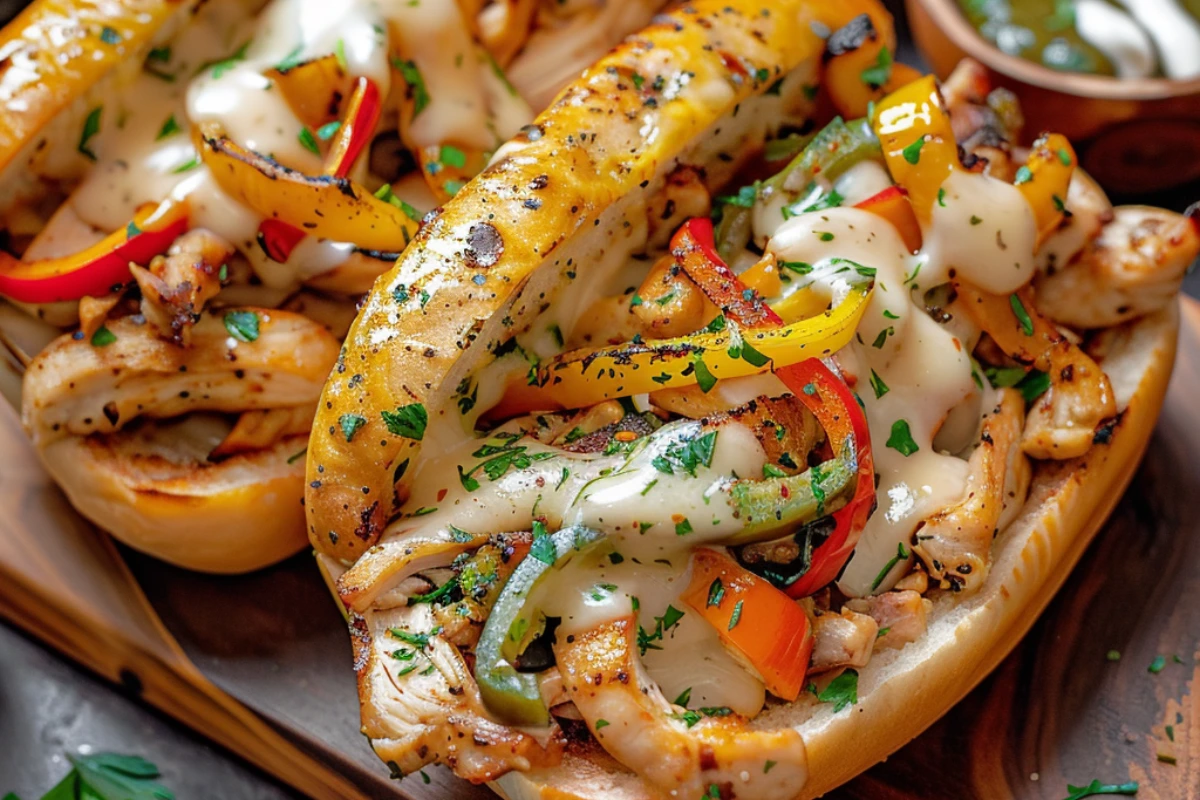 Homemade Chicken Cheese Steak Sandwiches