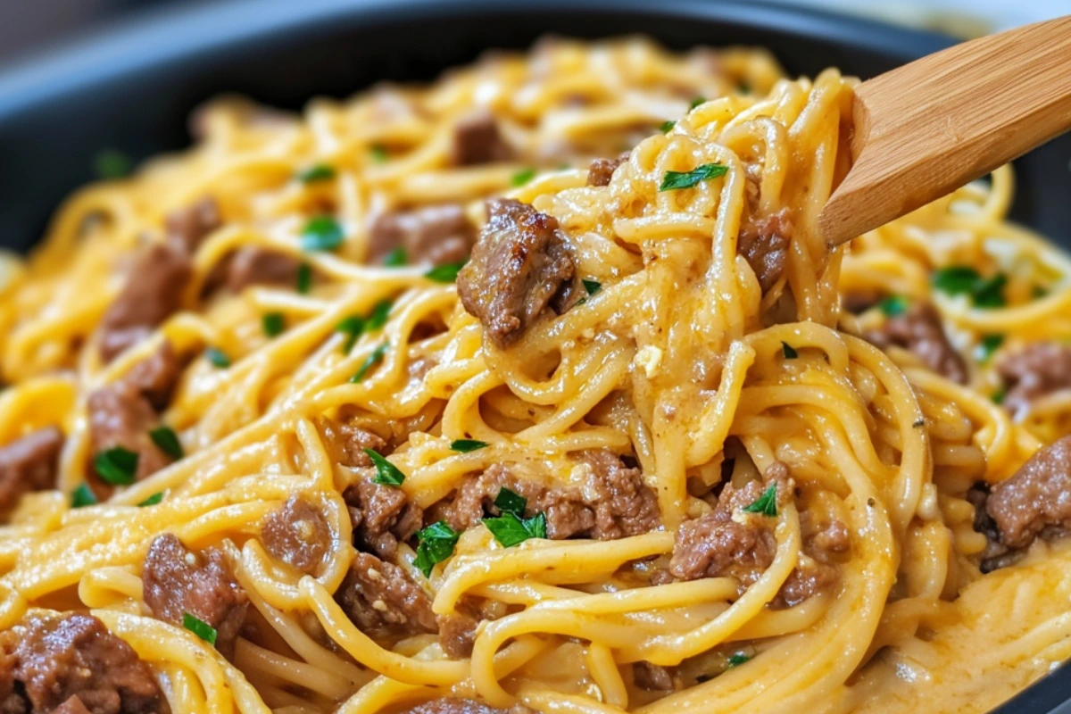 One-Pot Creamy Beef and Garlic Butter Pasta