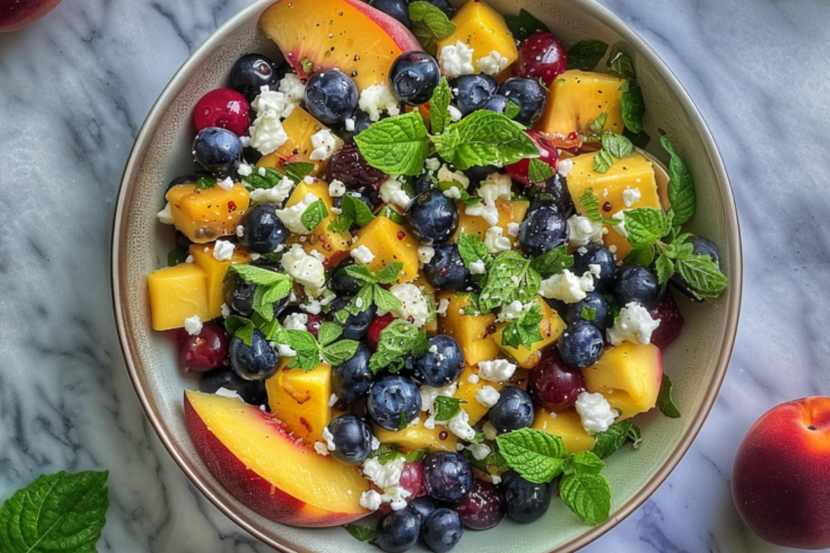 Blueberry Peach Feta Salad