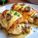 Cheesy Garlic Butter Mushroom Stuffed Chicken
