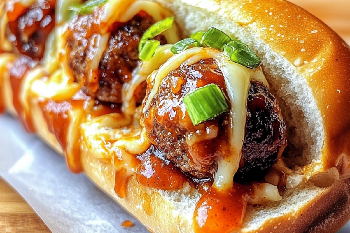 BBQ Cheeseburger Meatball Subs