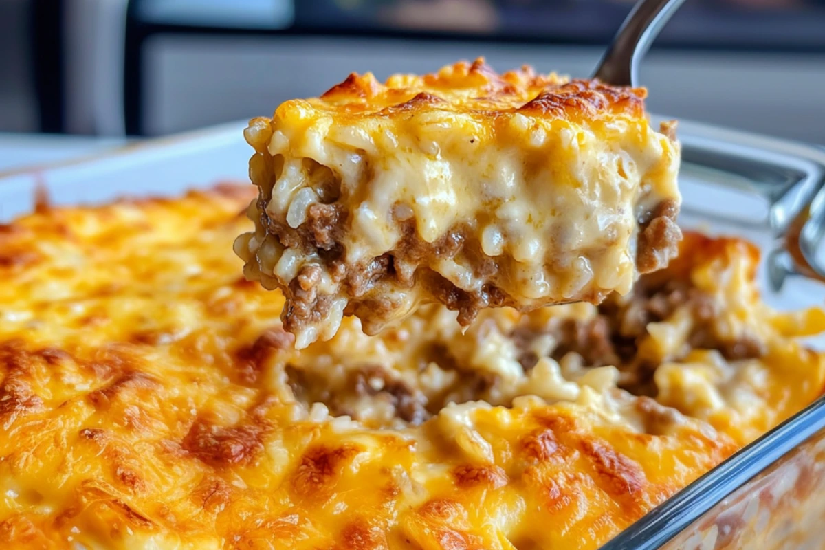 Easy Cheesy Beef and Rice Casserole