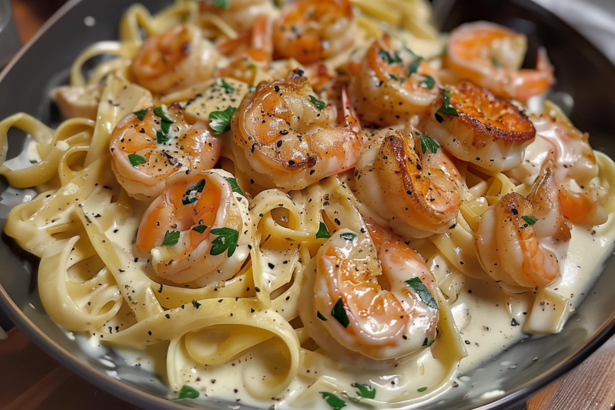 Easy Salmon and Shrimp Alfredo