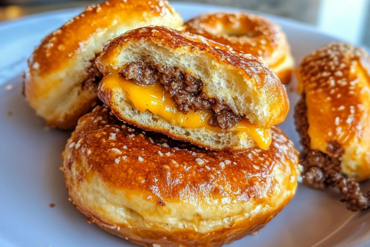 Homemade Cheeseburger Pretzel Bombs