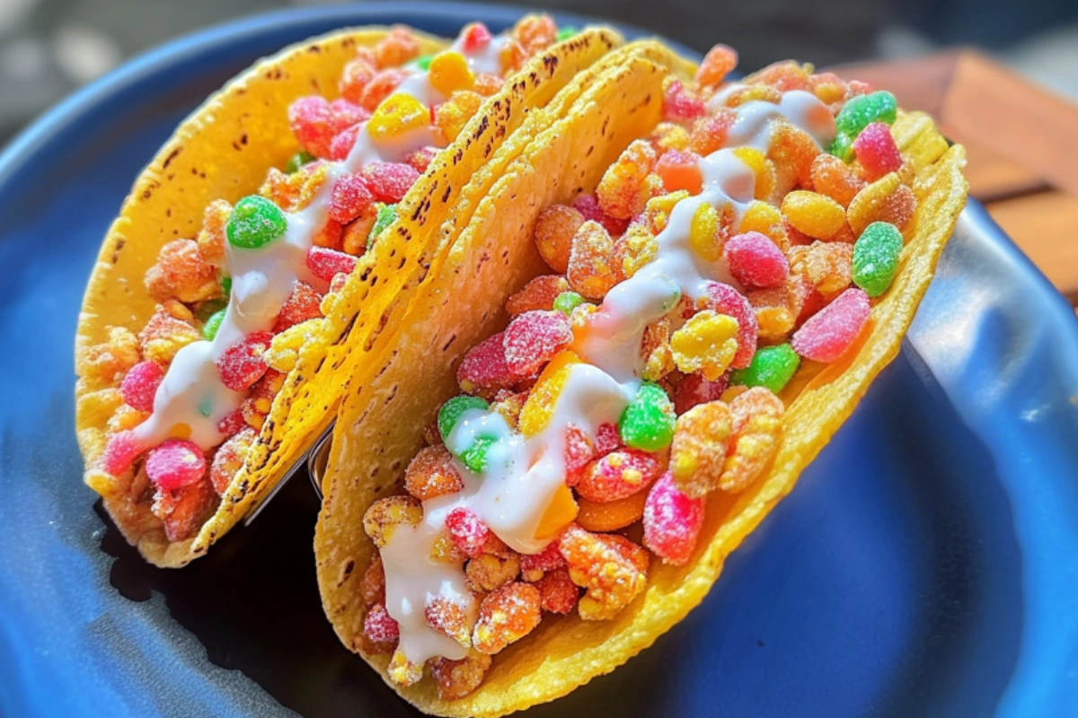 Homemade Fruity Pebbles Cheesecake Tacos