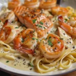 Salmon and Shrimp Alfredo