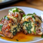 Spinach Garlic Meatballs Stuffed with Mozzarella