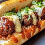 Sticky BBQ Cheeseburger Meatball Subs