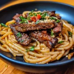 Sweet and Spicy Garlic Steak Pasta