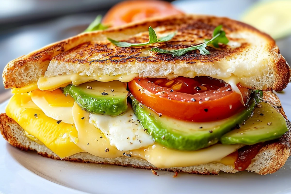 Tomato and Avocado Grilled Cheese Sandwich